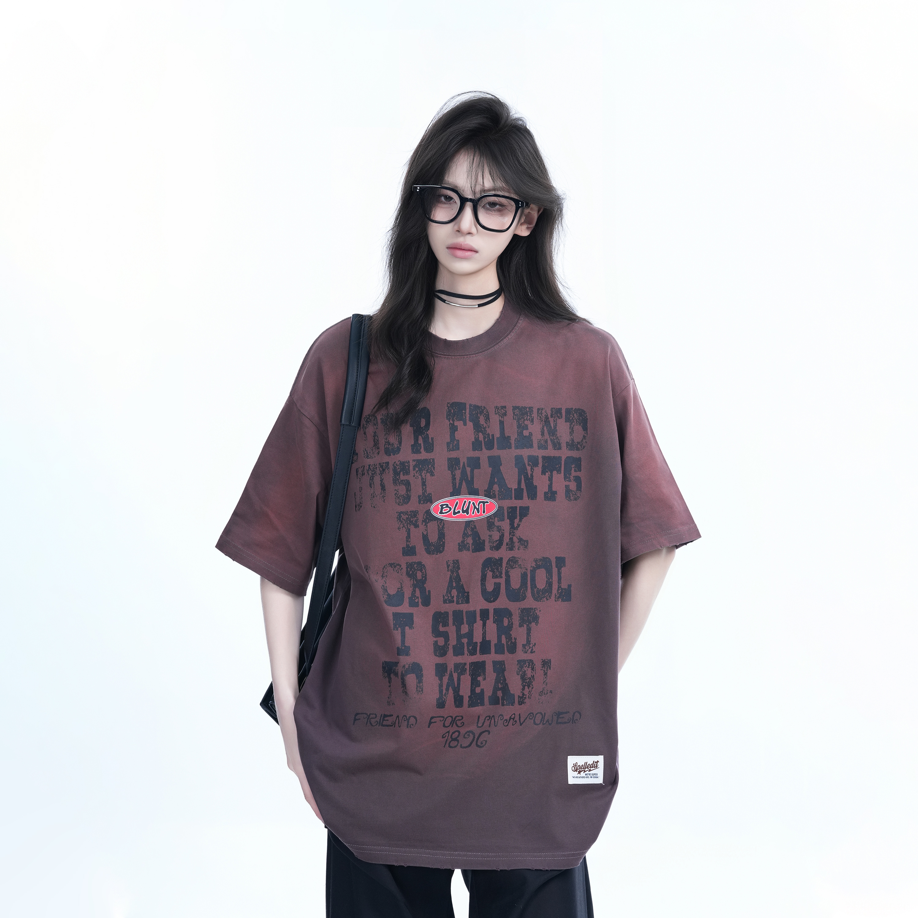 Gradient Purple Oversized Short Sleeve T-Shirt for Women - American Street Style, Trendy Loose Fit, Casual Y2K Fashion Top