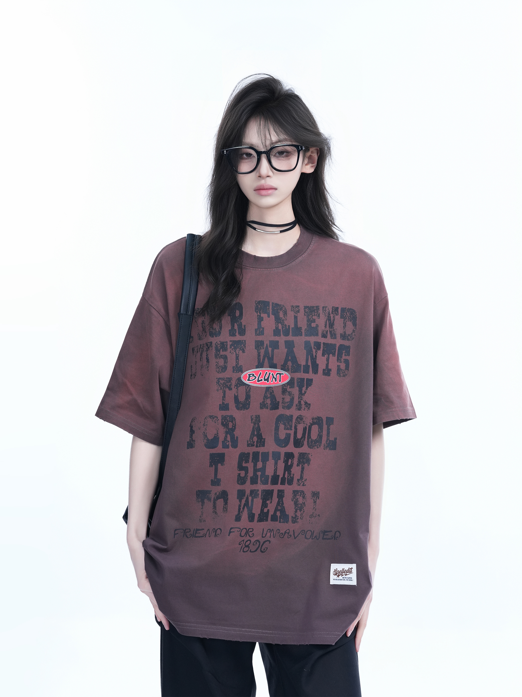 Gradient Purple Oversized Short Sleeve T-Shirt for Women - American Street Style, Trendy Loose Fit, Casual Y2K Fashion Top