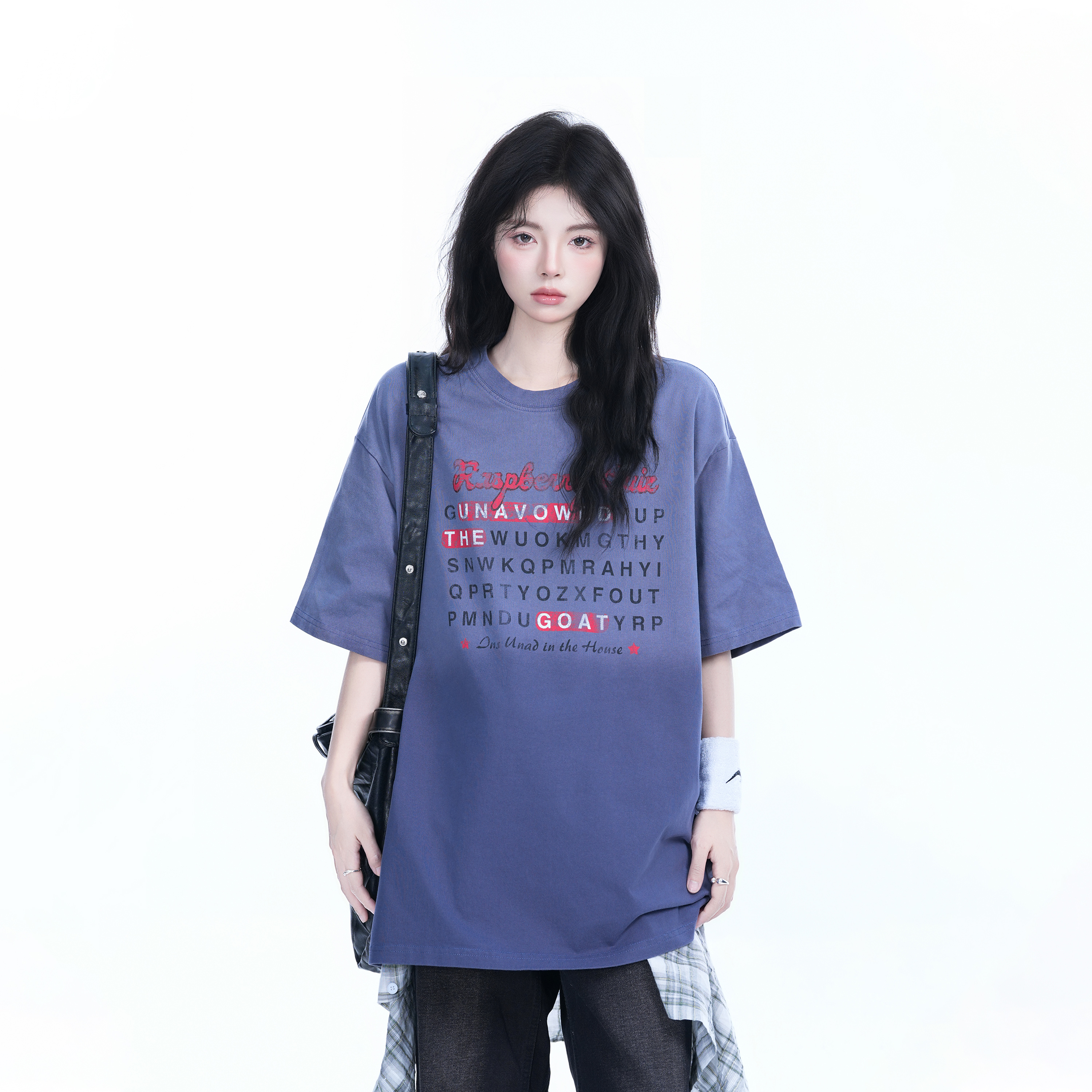 Gradient Round Neck Short Sleeve T-Shirt for Women - American Street Style, Casual Loose Fit, Summer 2023 Fashion