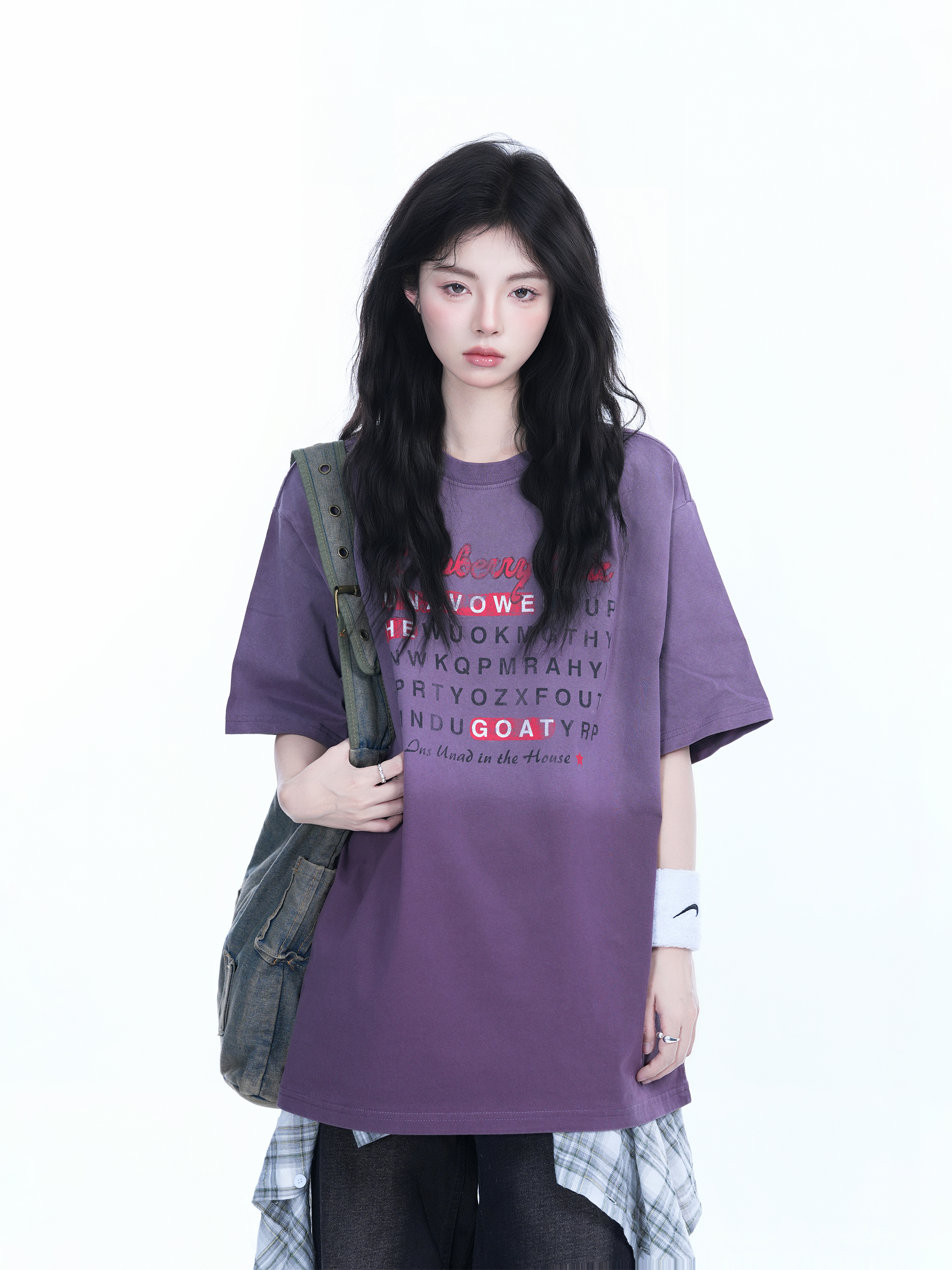 Gradient Round Neck Short Sleeve T-Shirt for Women - American Street Style, Casual Loose Fit, Summer 2023 Fashion