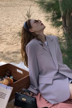 Gray Loose Fit Small Suit Jacket for Women, 2025 Spring Autumn Casual Two-Piece Set for Petite Sizes