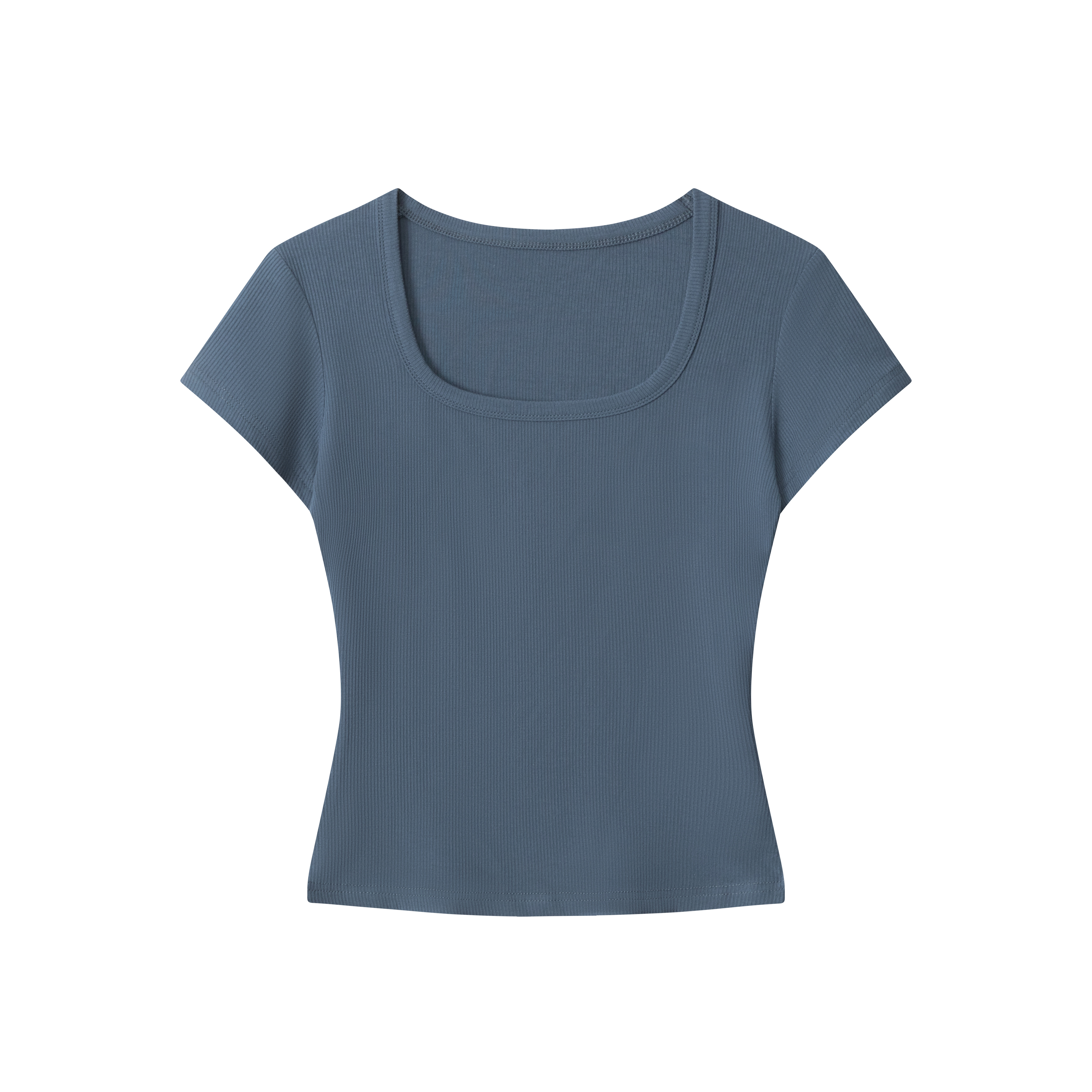Gray Slim Fit Short-Sleeve U-Neck T-Shirt for Women, Summer Sports Base Layer, Casual Essential