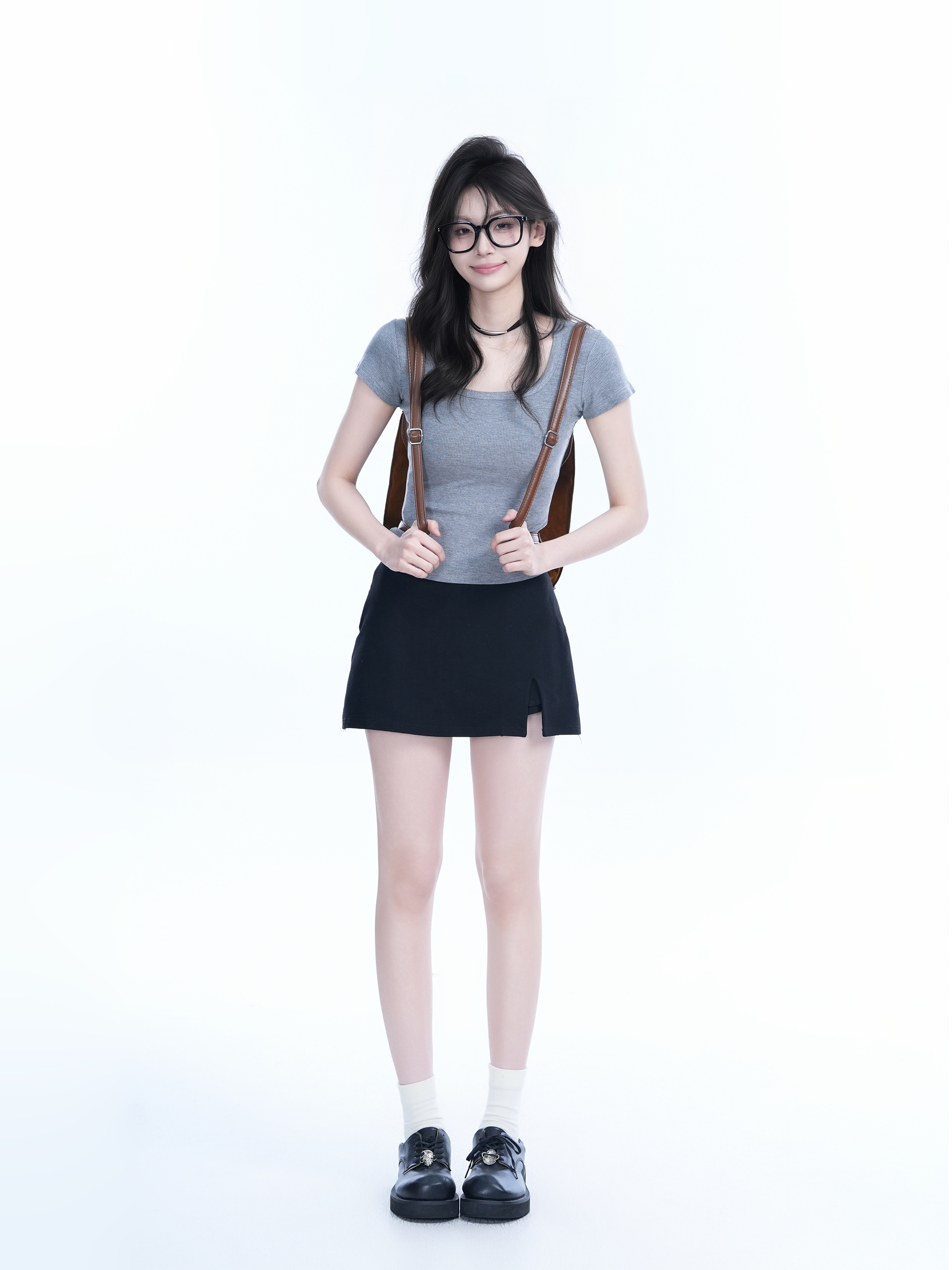 Gray Slim Fit Short-Sleeve U-Neck T-Shirt for Women, Summer Sports Base Layer, Casual Essential