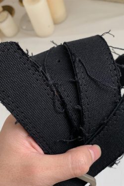 Handmade Mohair Edge Fabric Waist Belt - Simple Versatile Black Unisex Belt in Harajuku Style for Y2K Fashion