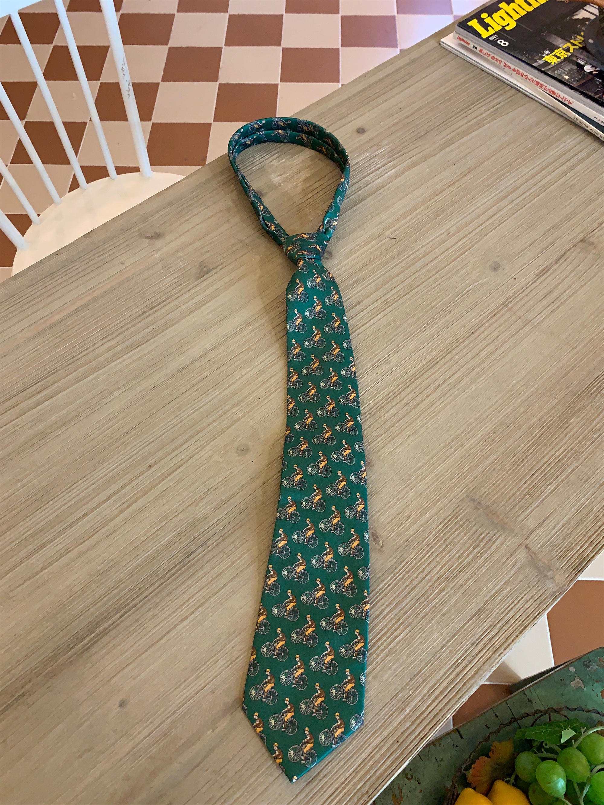 Handmade Vintage Japanese Retro Wide Bow Tie with Trendy Cartoon Print - Versatile Korean Style Fashion Accessory