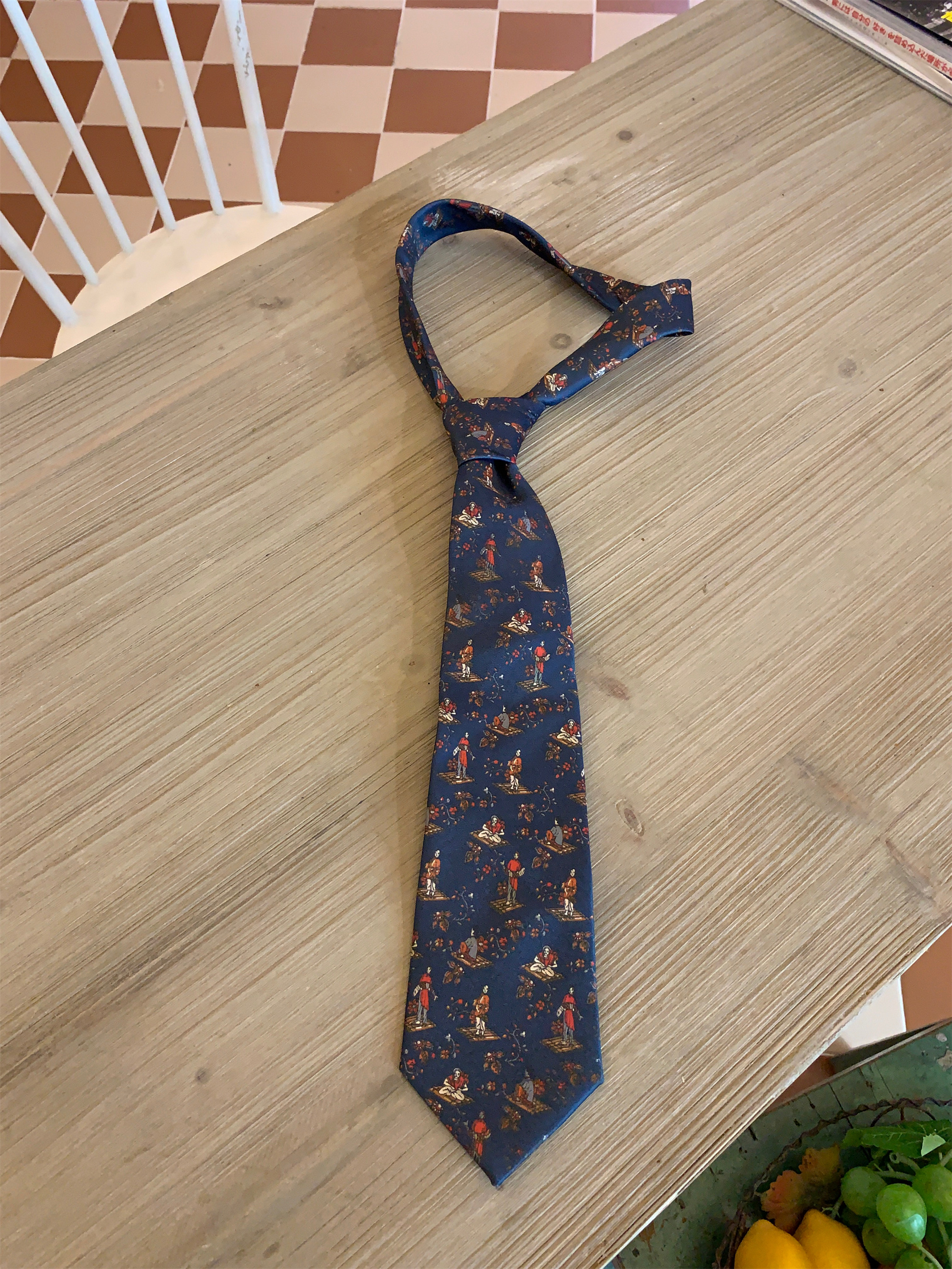Handmade Vintage Japanese Retro Wide Bow Tie with Trendy Cartoon Print - Versatile Korean Style Fashion Accessory