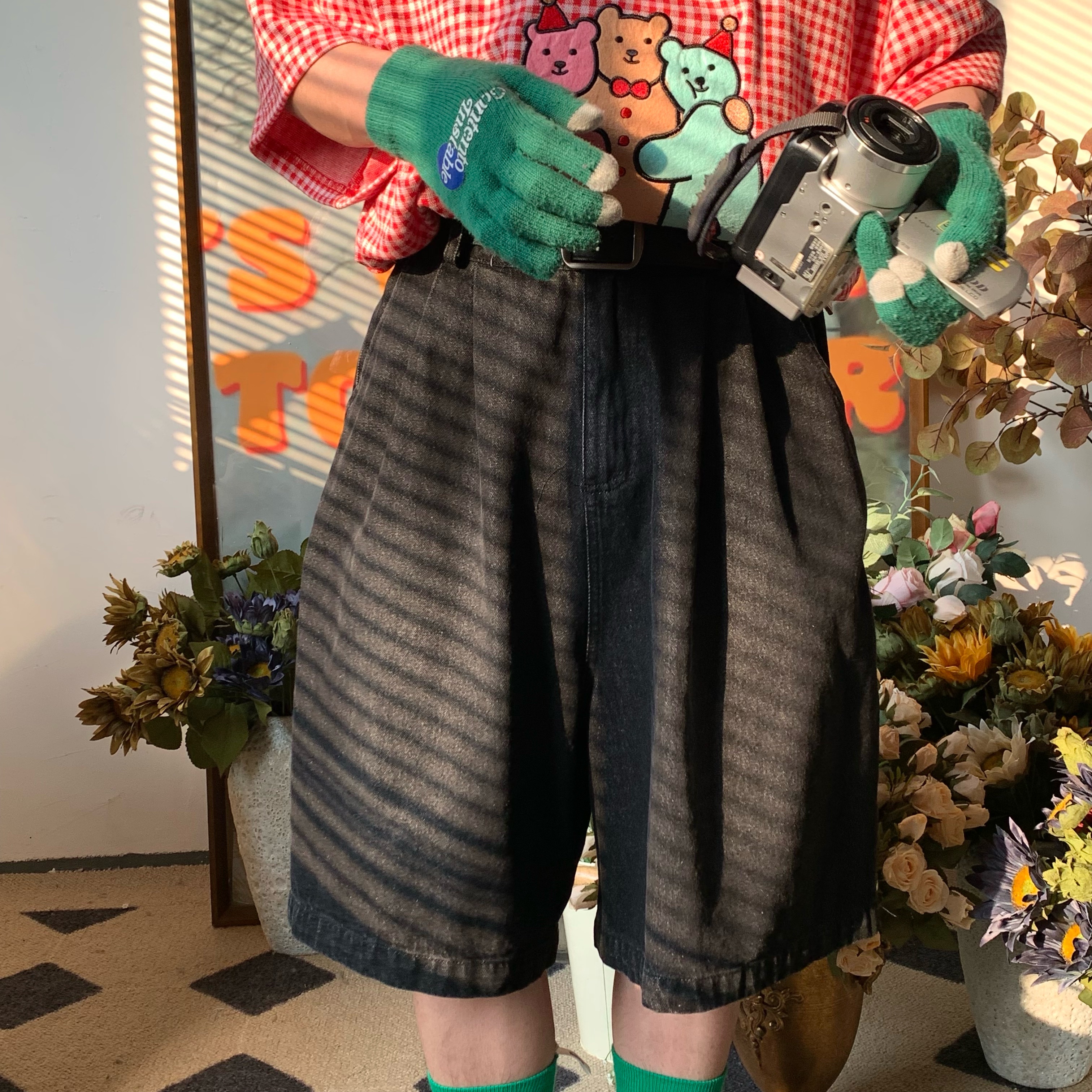 Handmade Washable Denim Wide-Leg Five-Point Shorts - Summer Retro Loose Slim Straight Basic Pants for Y2K Korean Style Fashion