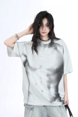 Heavy-Duty American-Style Gray Short Sleeve T-Shirt for Women - 