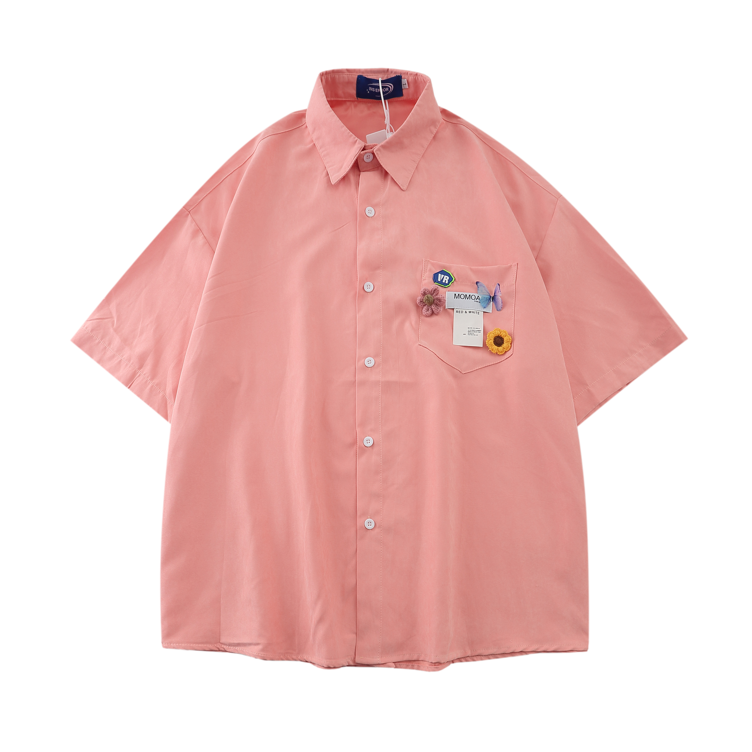 High-End White Short Sleeve Shirt for Women, Unique Loose Casual Design, Trendy Summer Fashion