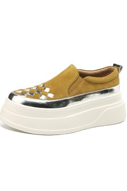 Italian-Style 6 cm Secret Chrisloub Soft Sole Genuine Leather Color-Blocking Casual Shoes for Women - Comfortable Versatile Footwear 2024