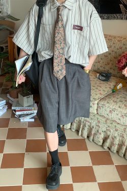Japanese Retro Vertical Striped Loose Short Sleeve Shirt - 2024 Summer Trendy Minimalist Style for Casual Wear