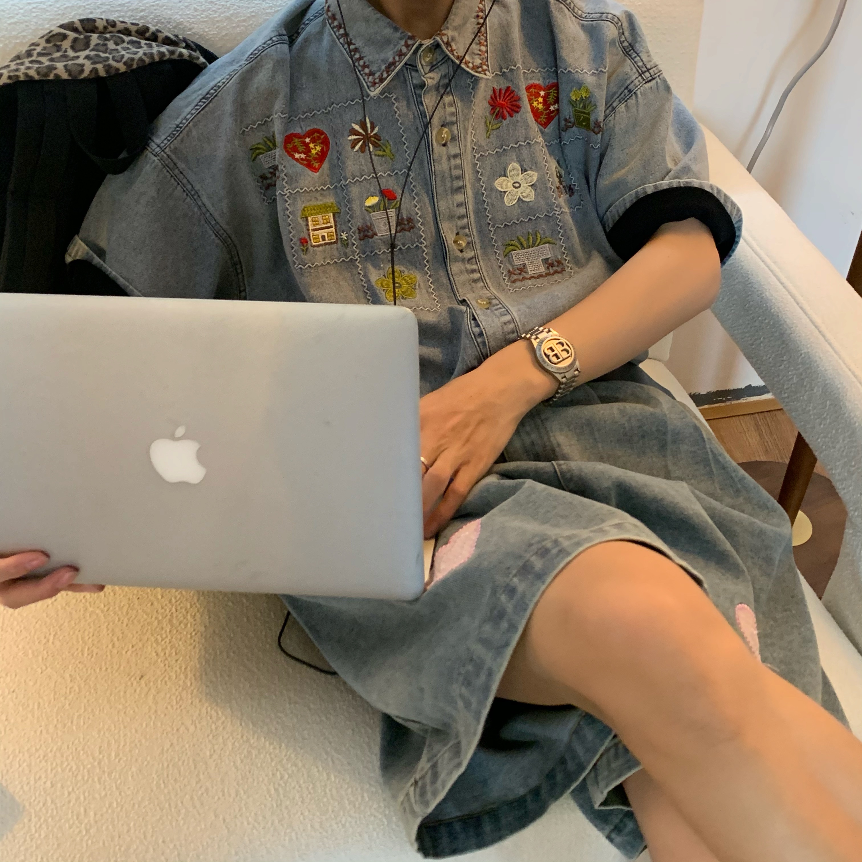 Japanese Retro Vintage Washed Denim Shirt for Summer - Short Sleeve Couple Top - 90s Inspired Fashion