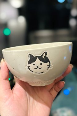 Japanese-Style Cat Ceramic Rice Bowl, Cute Home Use Bowl for Girls, INS Children's Feeding Bowl, Adorable Kitchen Decor