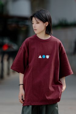 Japanese-Style Minimalist Couple Matching Printed Short-Sleeve T-Shirt for Men - Loose-Fitting Pure Cotton Casual Top