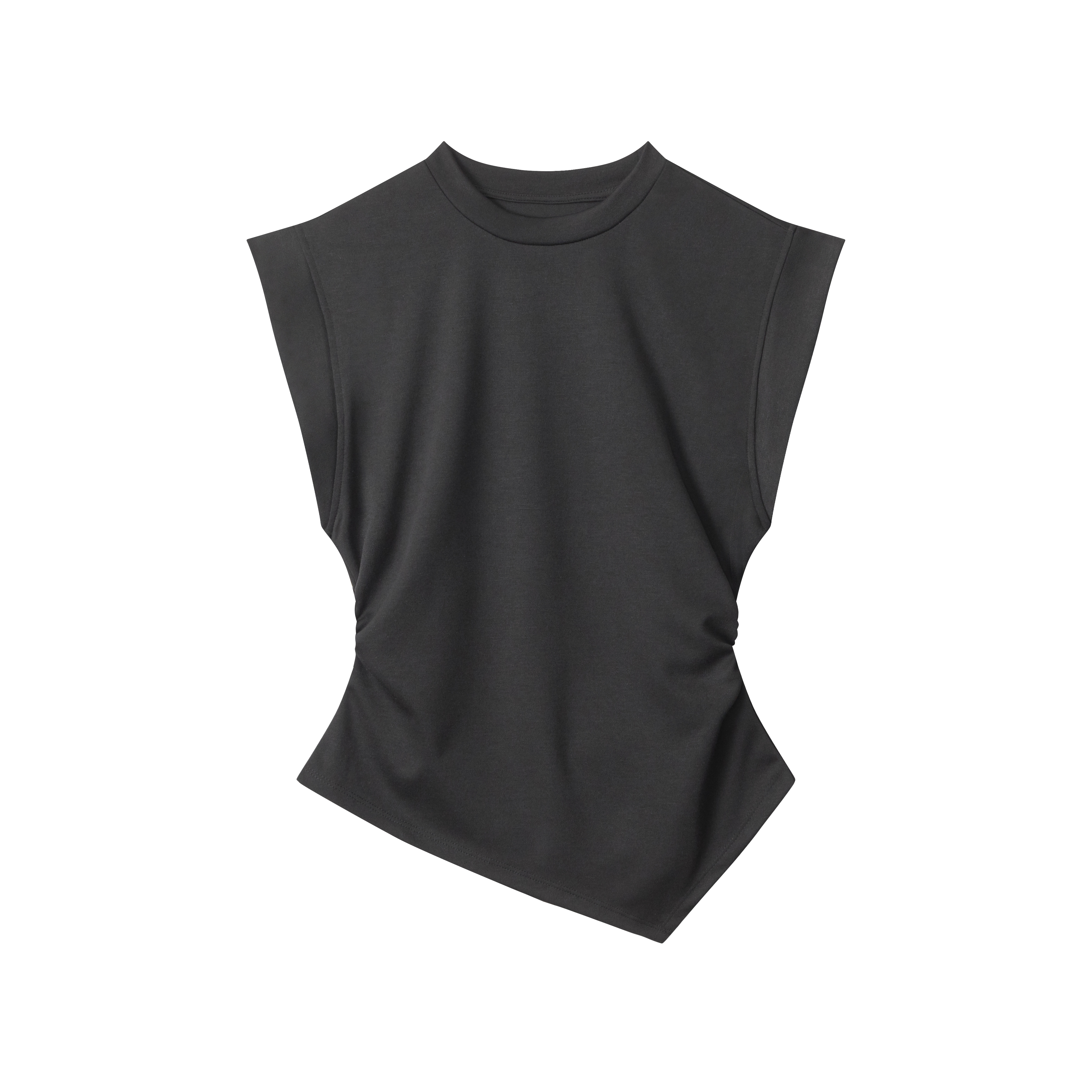 Korean High-End Sleeveless T-Shirt for Women, Slim Fit with Irregular Hem, Trendy Design - Perfect for Casual Chic Looks