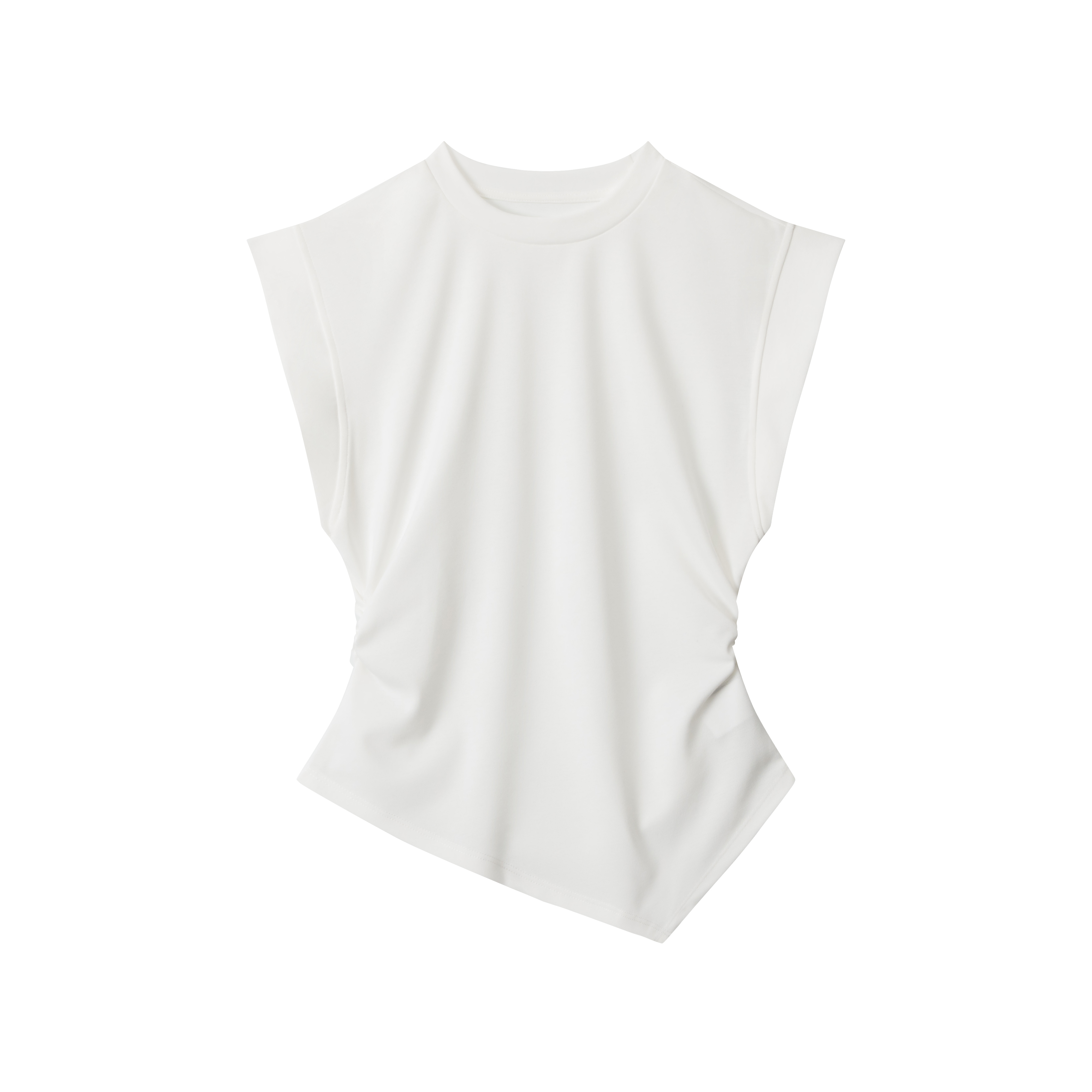 Korean High-End Sleeveless T-Shirt for Women, Slim Fit with Irregular Hem, Trendy Design - Perfect for Casual Chic Looks