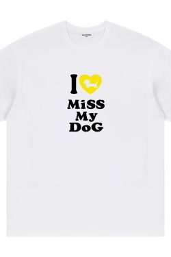 Korean Style Casual Loose Fit Color-Blocking Top with Youthful Dog Cartoon Print - Pure Cotton Comfort