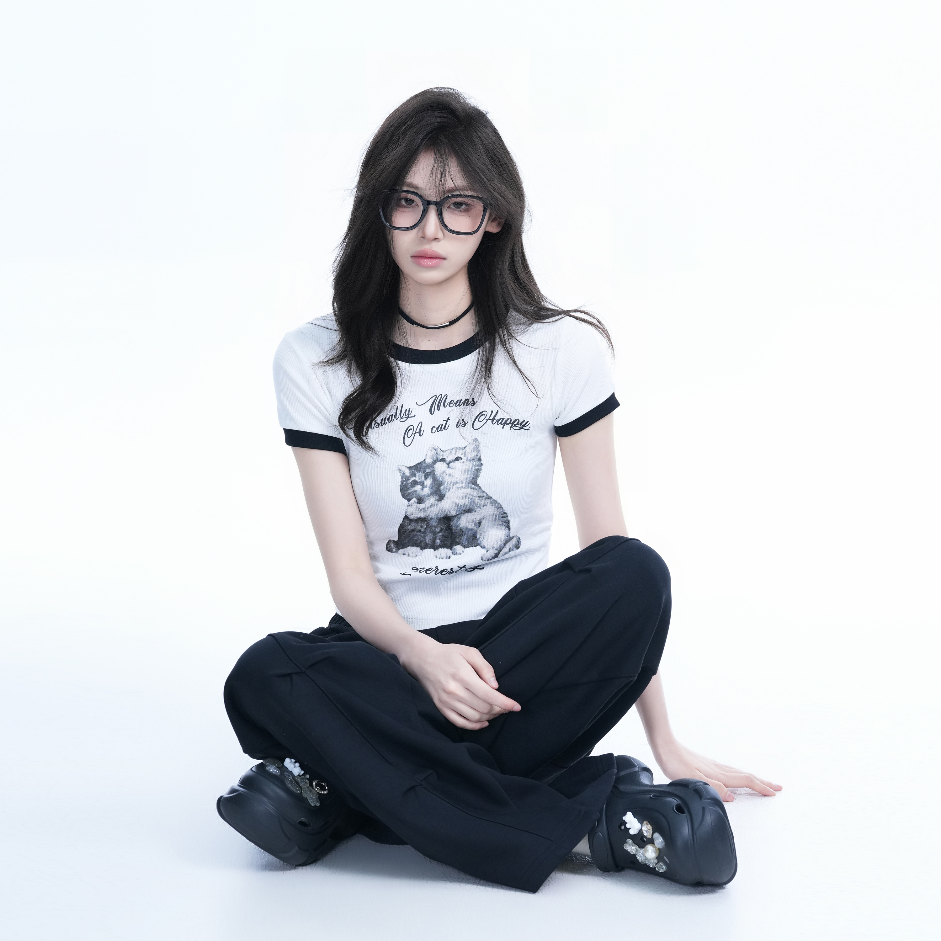 Korean Style Cute Gray Short-Sleeve T-Shirt for Women, Slim Fit Flattering Sweet Girl Top, Casual Y2K Fashion Tee