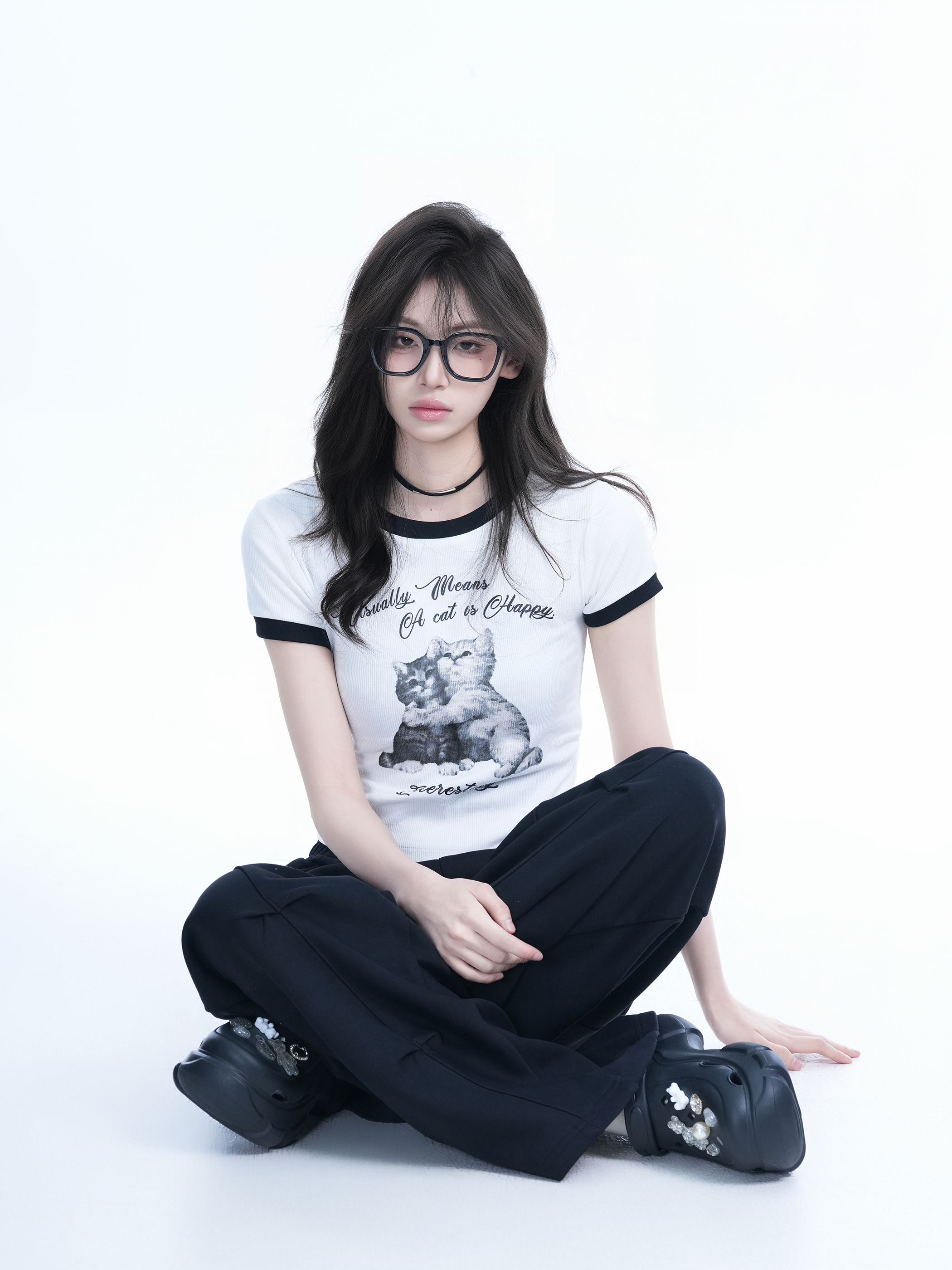 Korean Style Cute Gray Short-Sleeve T-Shirt for Women, Slim Fit Flattering Sweet Girl Top, Casual Y2K Fashion Tee