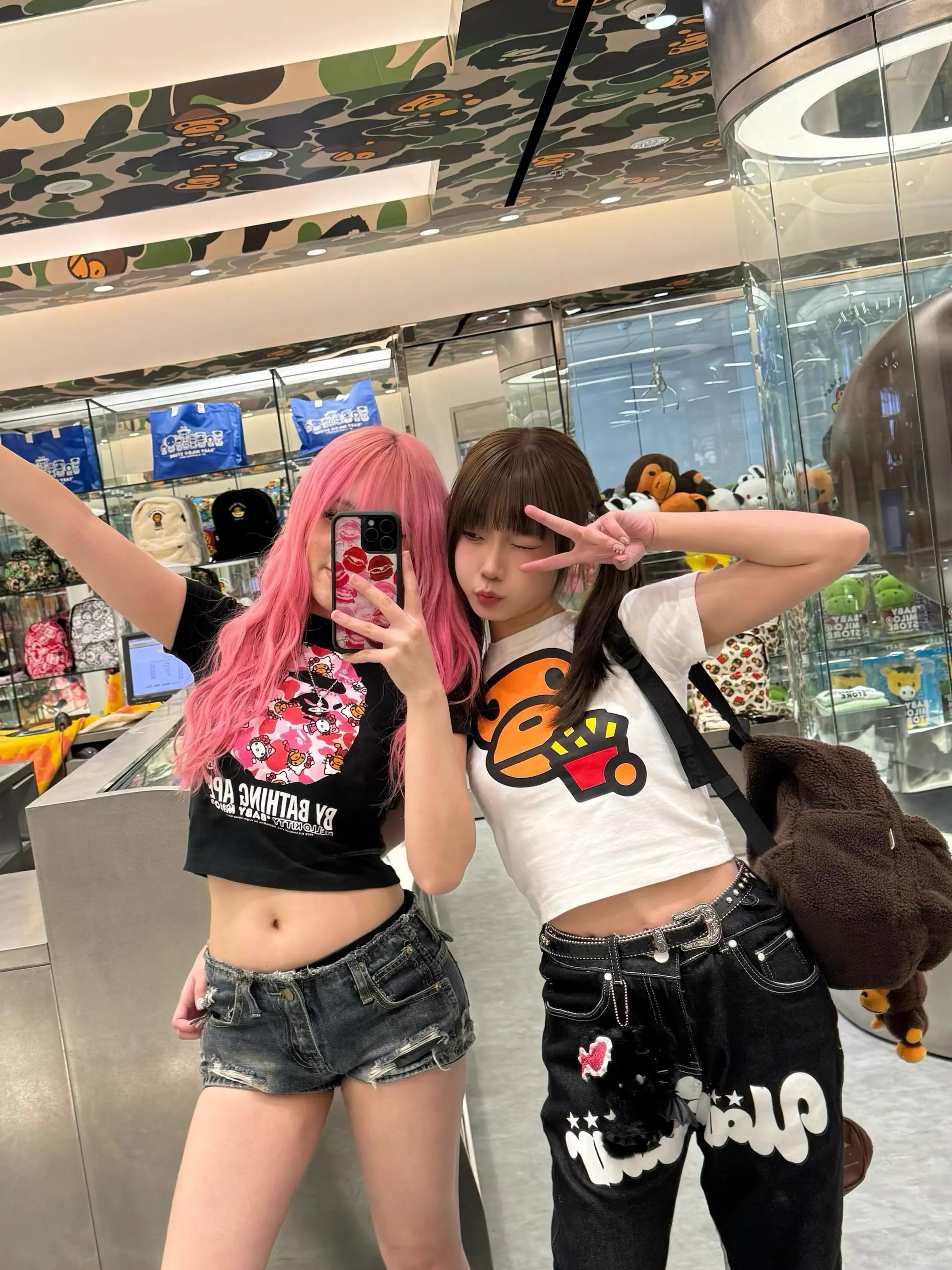 Korean Style Fun Fries Cartoon Print Slim Fit Cotton Top for Spicy Girls - High Elastic Short Sleeve Shirt