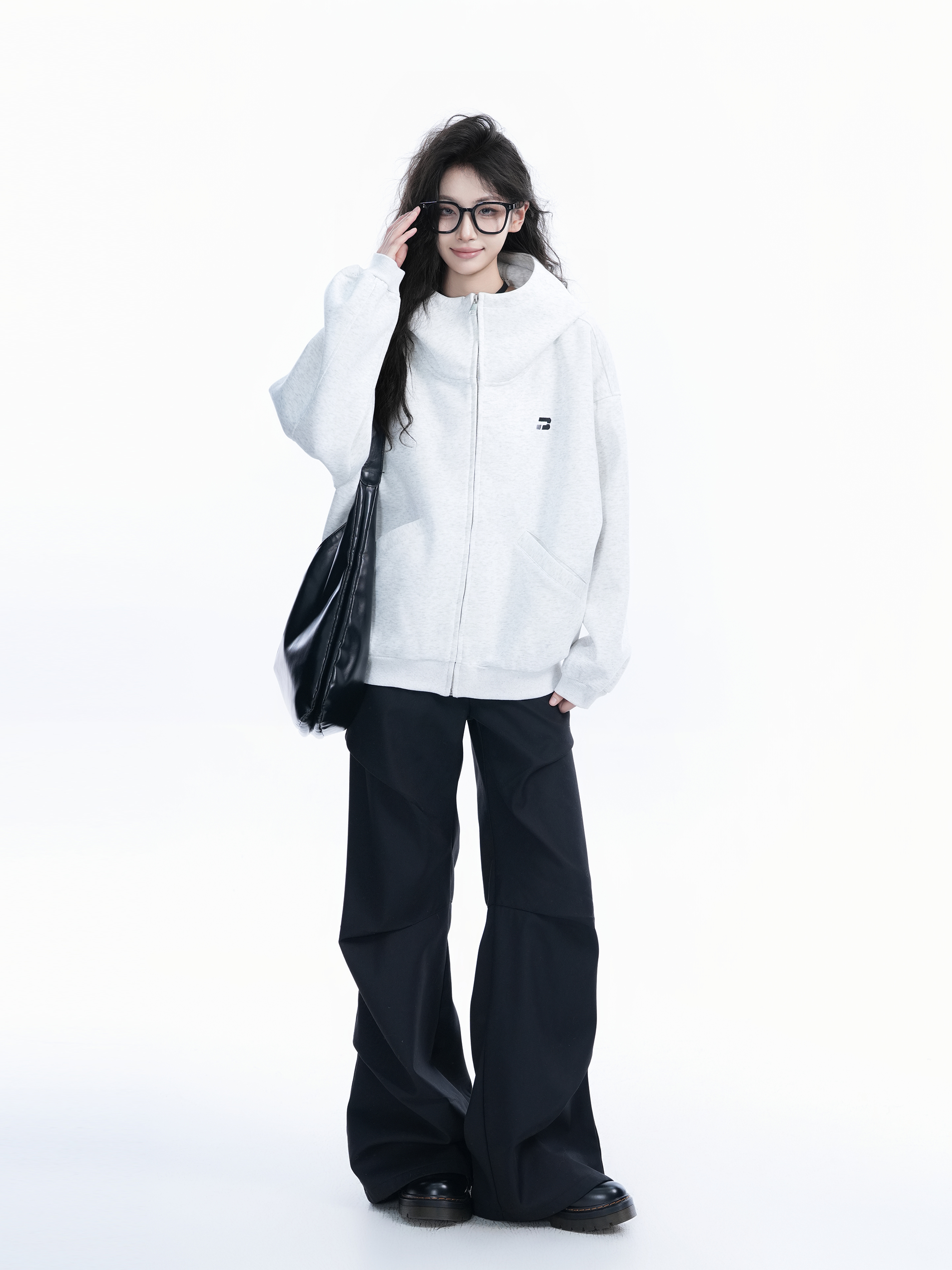 Korean Style High-Neck Hooded Cardigan Sweatshirt for Women - Spring Loose Unisex Zip-Up Jacket