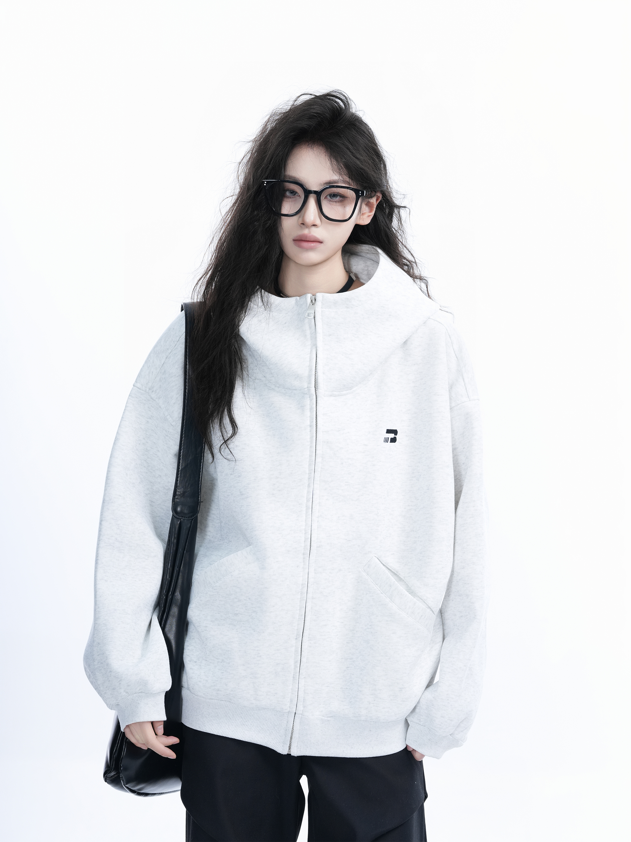 Korean Style High-Neck Hooded Cardigan Sweatshirt for Women - Spring Loose Unisex Zip-Up Jacket