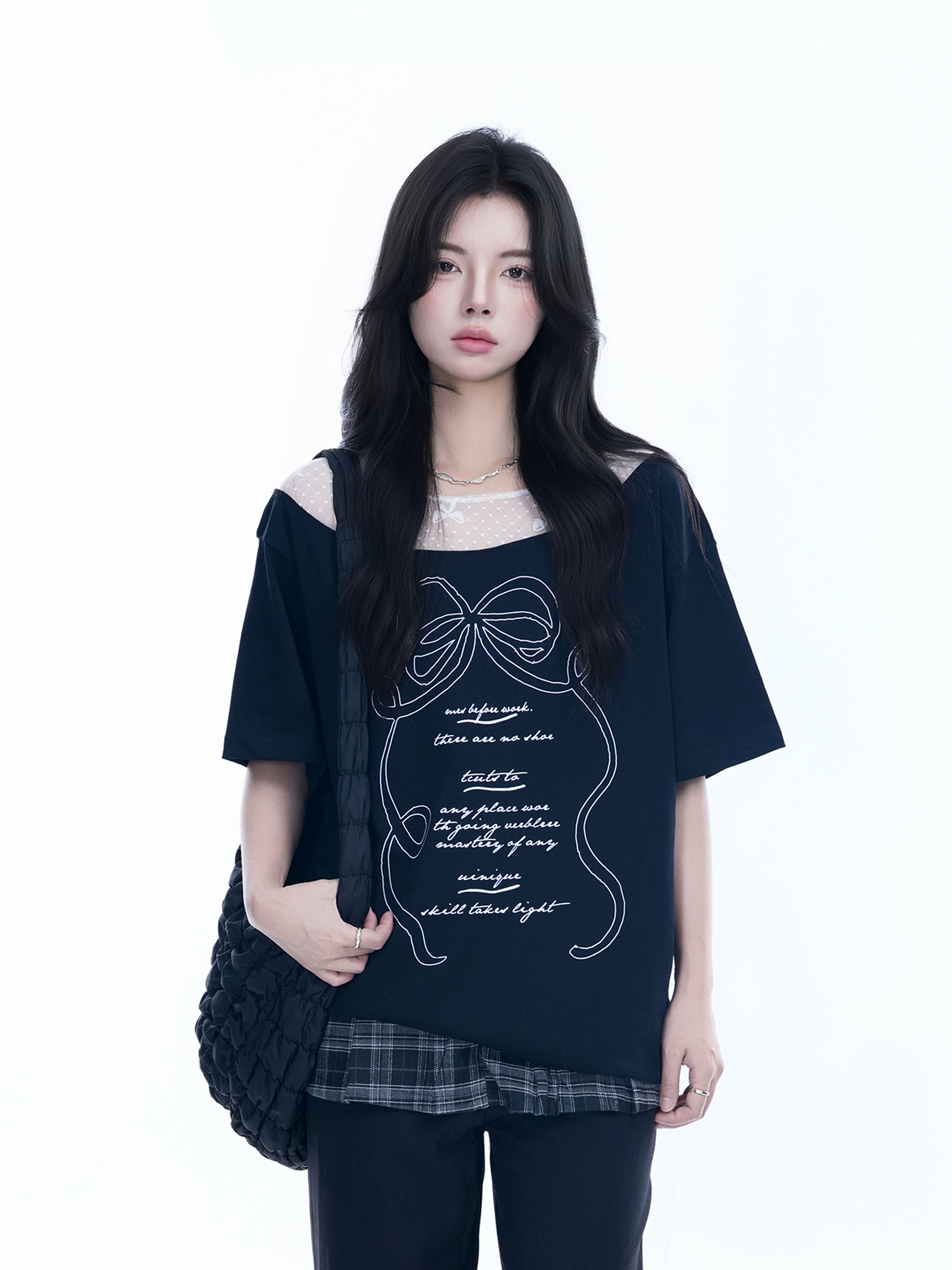 Korean-Style Lace Spliced Off-Shoulder Short Sleeve T-Shirt for Women – Loose Fit, Sweet Design, Perfect for Casual Y2K Fashion