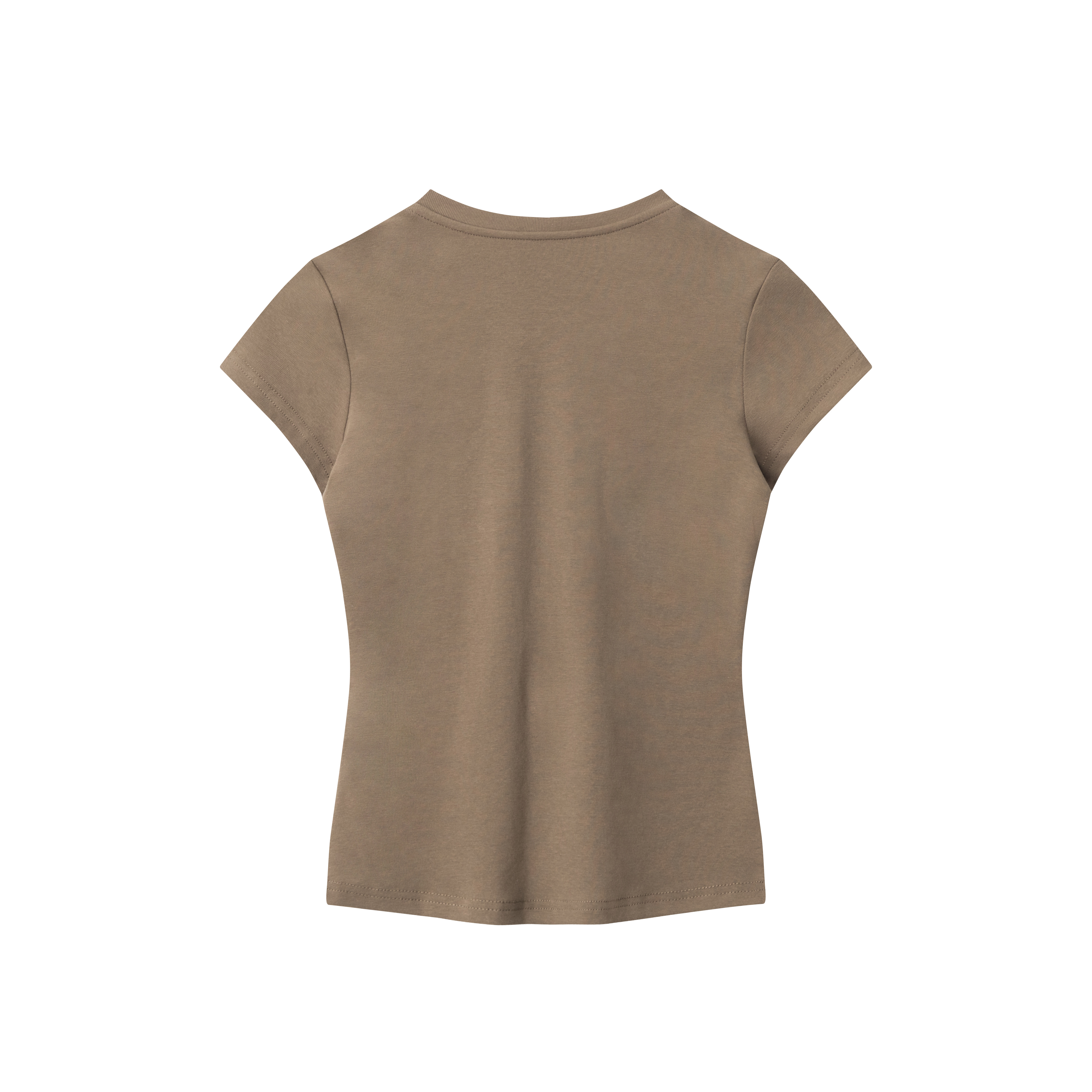 Korean Style Slim Fit Short Sleeve T-Shirt for Women with Half-Open Collar, Casual Mountain-Themed Base Shirt, Trendy Ins Fashion
