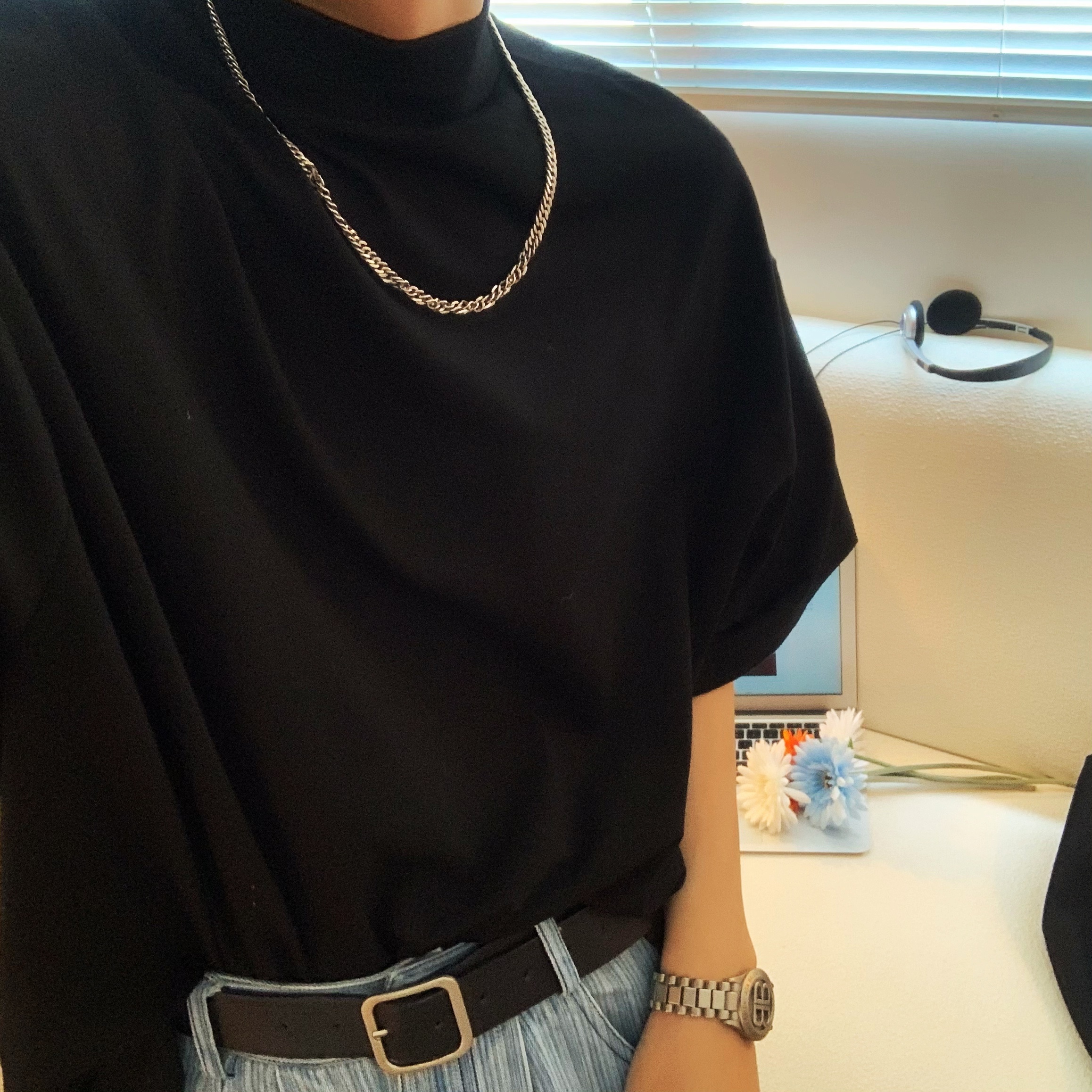 Korean Style Small High Neck Solid Color T-Shirt - Trendy Summer Layering Short Sleeve Tee for a Minimalist Look