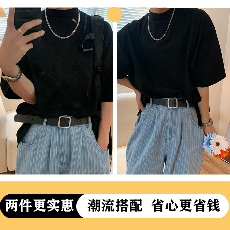 Korean Style Small High Neck Solid Color T-Shirt - Trendy Summer Layering Short Sleeve Tee for a Minimalist Look