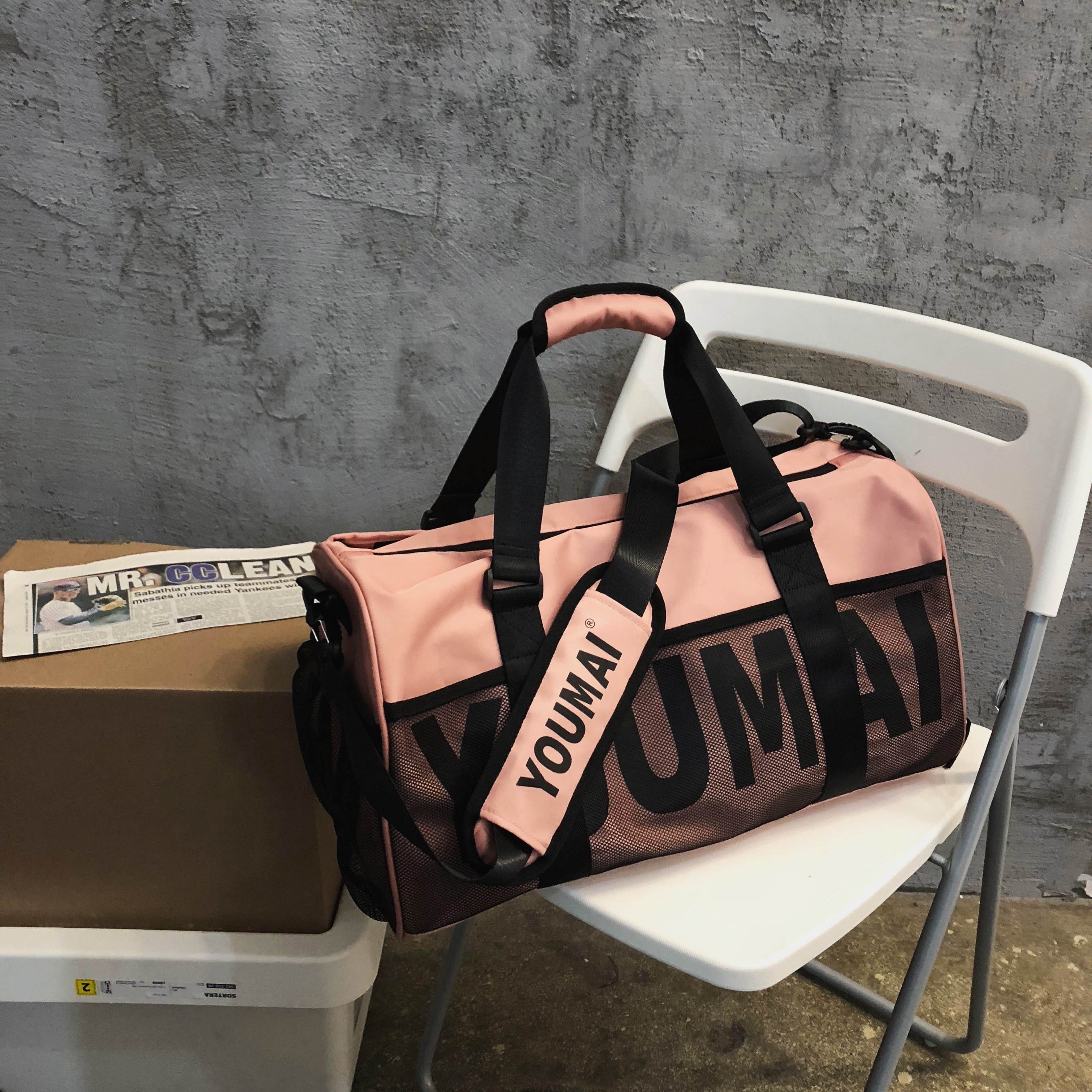 Large Capacity Women's Travel Tote Bag with Dry Wet Separation for Sports, Fitness, and Short Trips