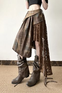 Light Asymmetrical Design Retro Midi Skirt for Women - Wandering Hippie Niche Spliced Style