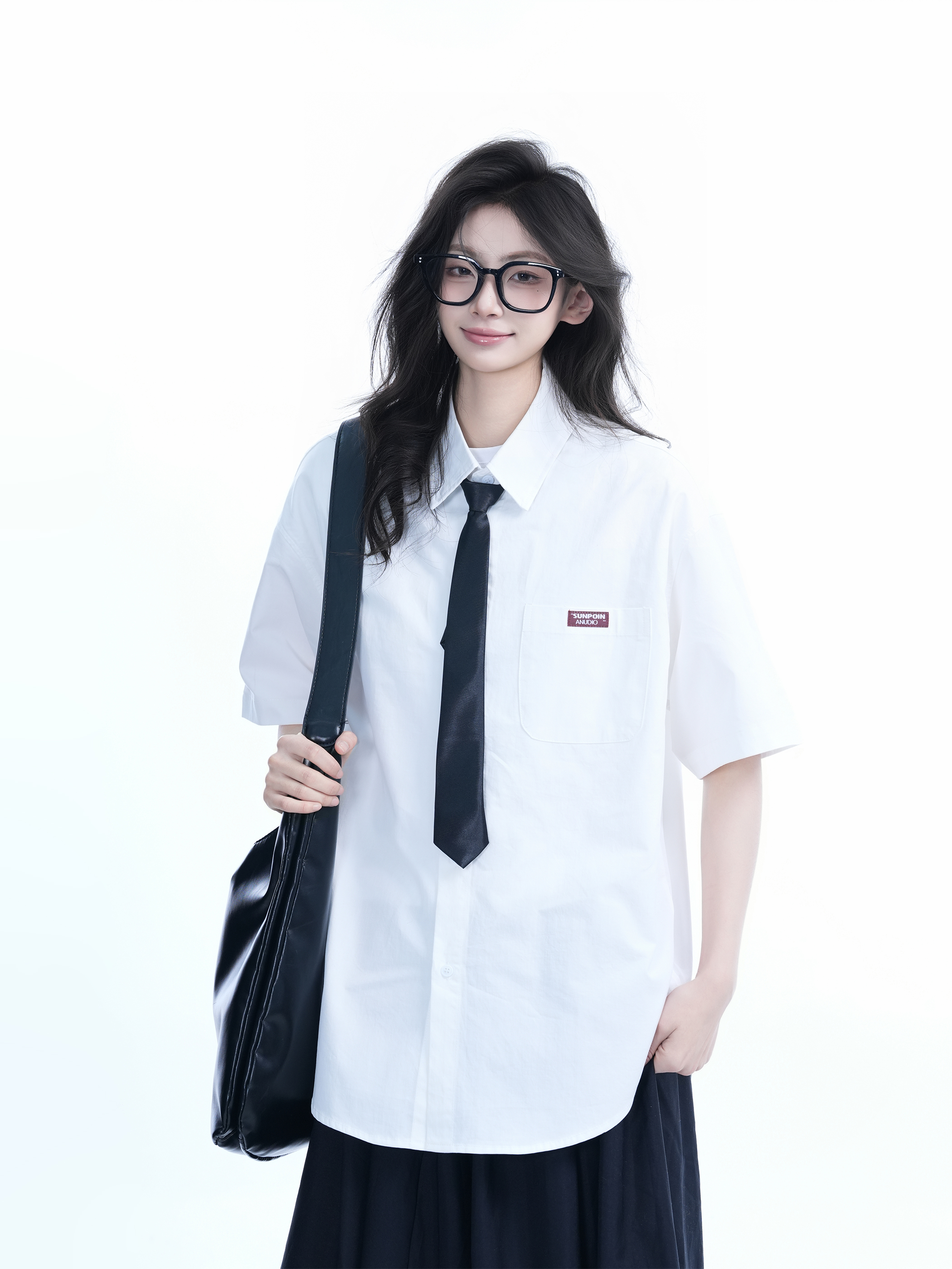 Light Blue Korean-Style Short Sleeve Shirt for Women - Summer Loose Fit Casual College Top with Quote Design