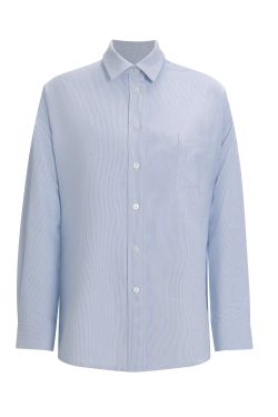 Light Blue Striped Casual Long Sleeve Shirt - Classic Loose Fit for Effortless Style, Perfect for 90s and Y2K Inspired Looks