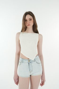 Light Blue Washed Stretchy Denim Shorts for Women - Retro 90s Style High-Waisted Casual Summer Shorts
