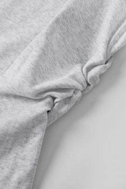 Light Gray Cropped Polo Shirt for Women - Short Sleeve, V-Neck, Slim Fit, Waist-Cinching Summer Top, Flattering Style