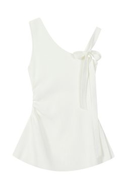 Light Purple Asymmetrical Neckline Exposed Shoulder Sleeveless T-Shirt - Unique Summer Top for Women