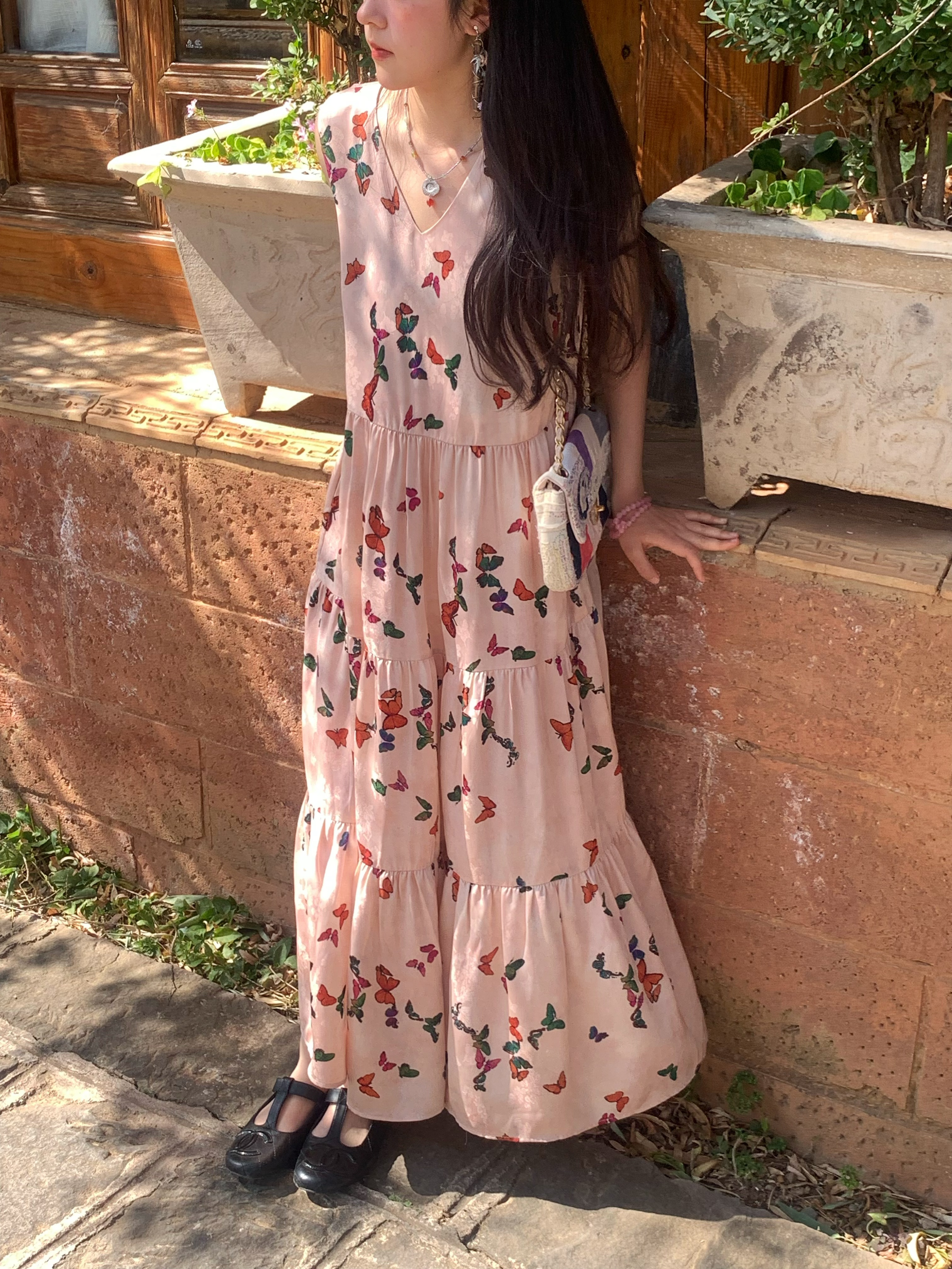 Light Spring Mountains Retro Floral Maxi Dress for Women - Loose V-Neck Sleeveless Long Dress, Perfect for Summer 90s & Y2K Style