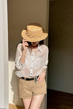 Lightweight Casual Rolled Hem Denim Shorts for Women - Summer Mid-Rise Straight Leg American Style