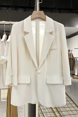 Lightweight Off-White Women's Suit Jacket - Stylish Minimalist Blazer for Summer Commuting, Fashionable 2025 Design