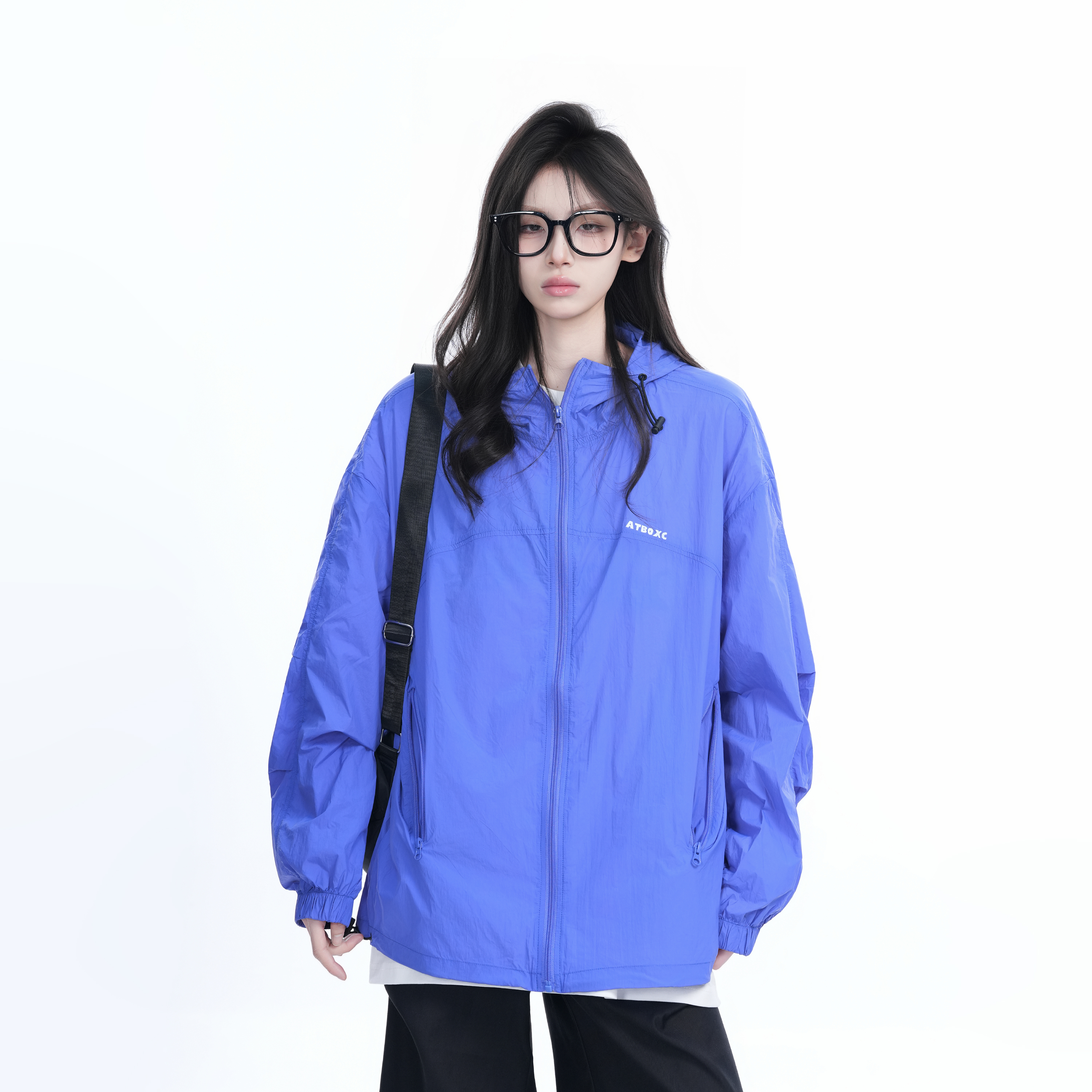 Lightweight UV Protection Jacket for Women, Loose Fit Zip-Up Hooded Coat, Ice-Feel Fabric, Sun Protection Outerwear