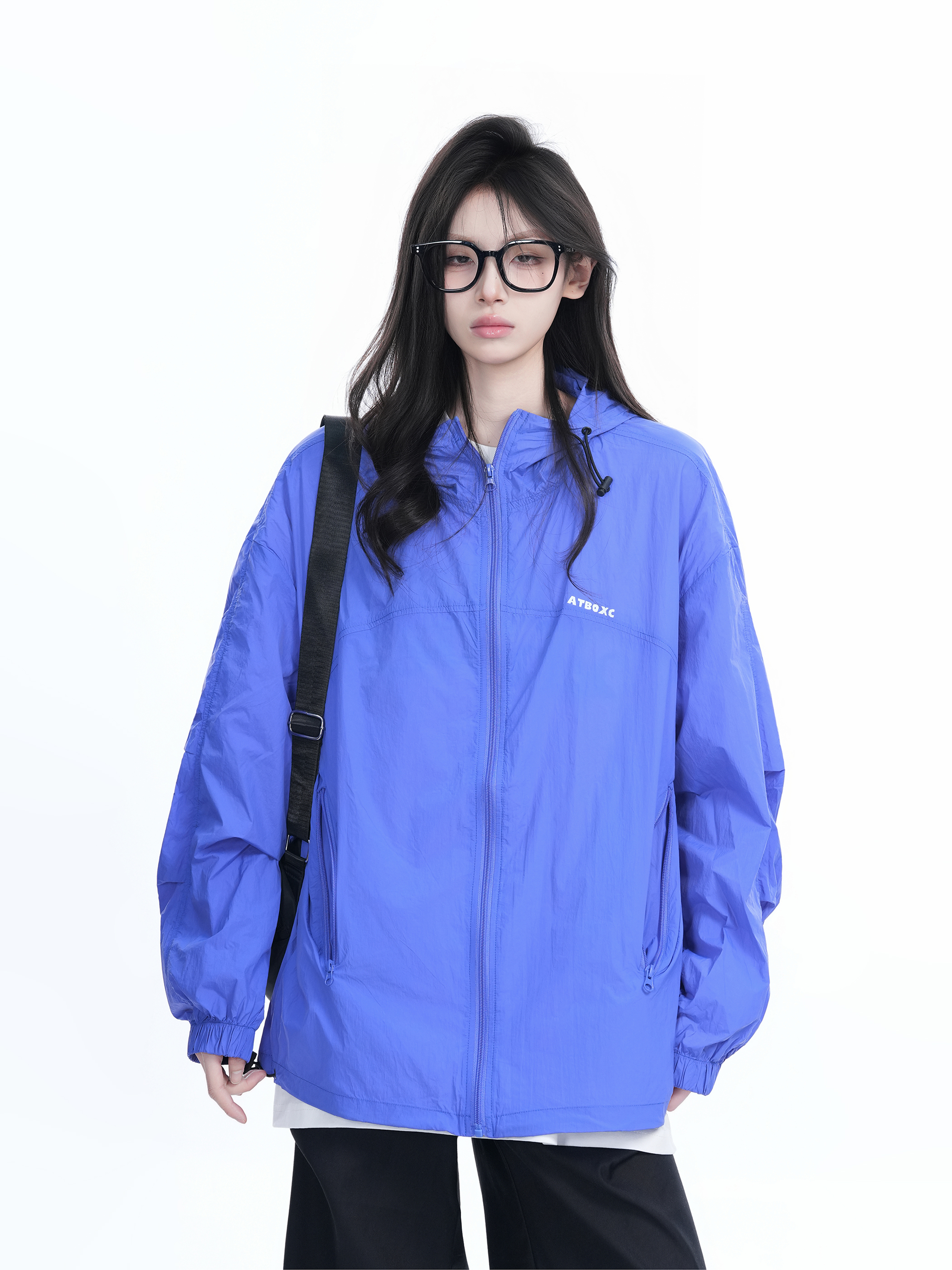 Lightweight UV Protection Jacket for Women, Loose Fit Zip-Up Hooded Coat, Ice-Feel Fabric, Sun Protection Outerwear