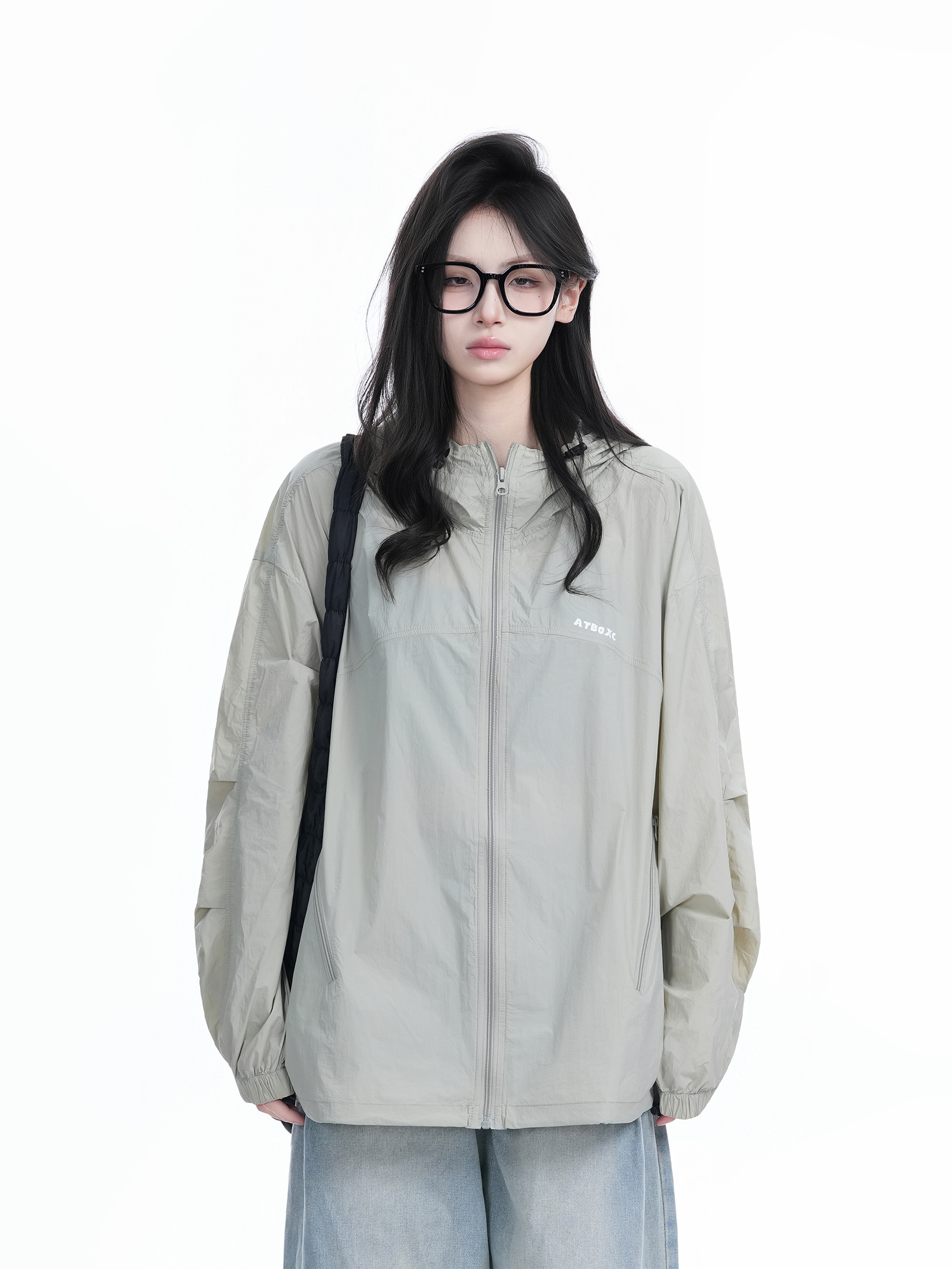 Lightweight UV Protection Jacket for Women, Loose Fit Zip-Up Hooded Coat, Ice-Feel Fabric, Sun Protection Outerwear