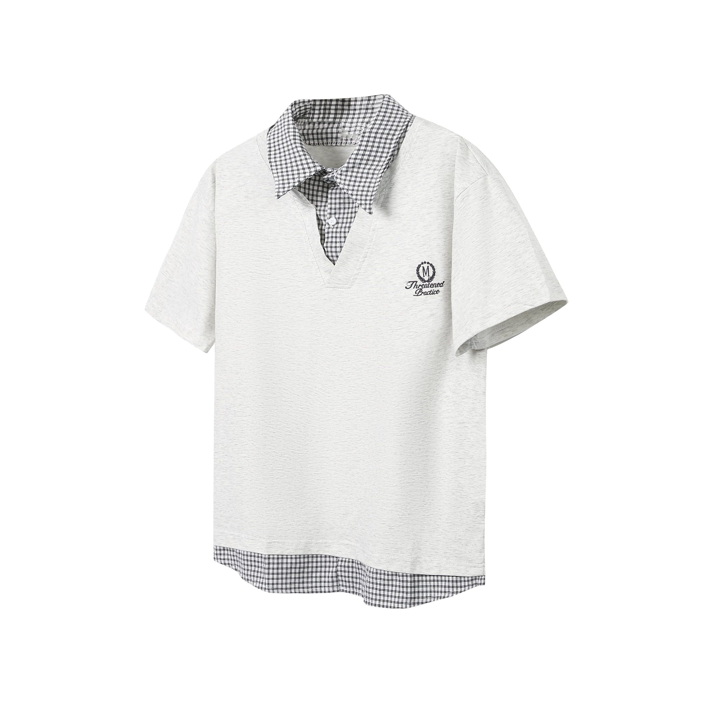 Men's and Women's Retro Plaid Splicing Polo Shirt - Summer College Style Loose Casual Short-Sleeve T-Shirt