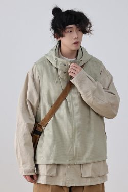 Men's Japanese Style Thin Hooded Vest - Versatile Outdoor Work Jacket for Couples, Trendy Fashion Essential