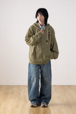 Men's Retro Distressed Straight-Leg Jeans with Lightning Pattern - Gradient Wide-Leg Style for a 90s American Fashion Look