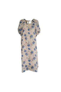 Midsummer Flower Garden U-Neck Short Sleeve Dress for Women - Vintage French Romantic Loose Puff Sleeve Summer Dress