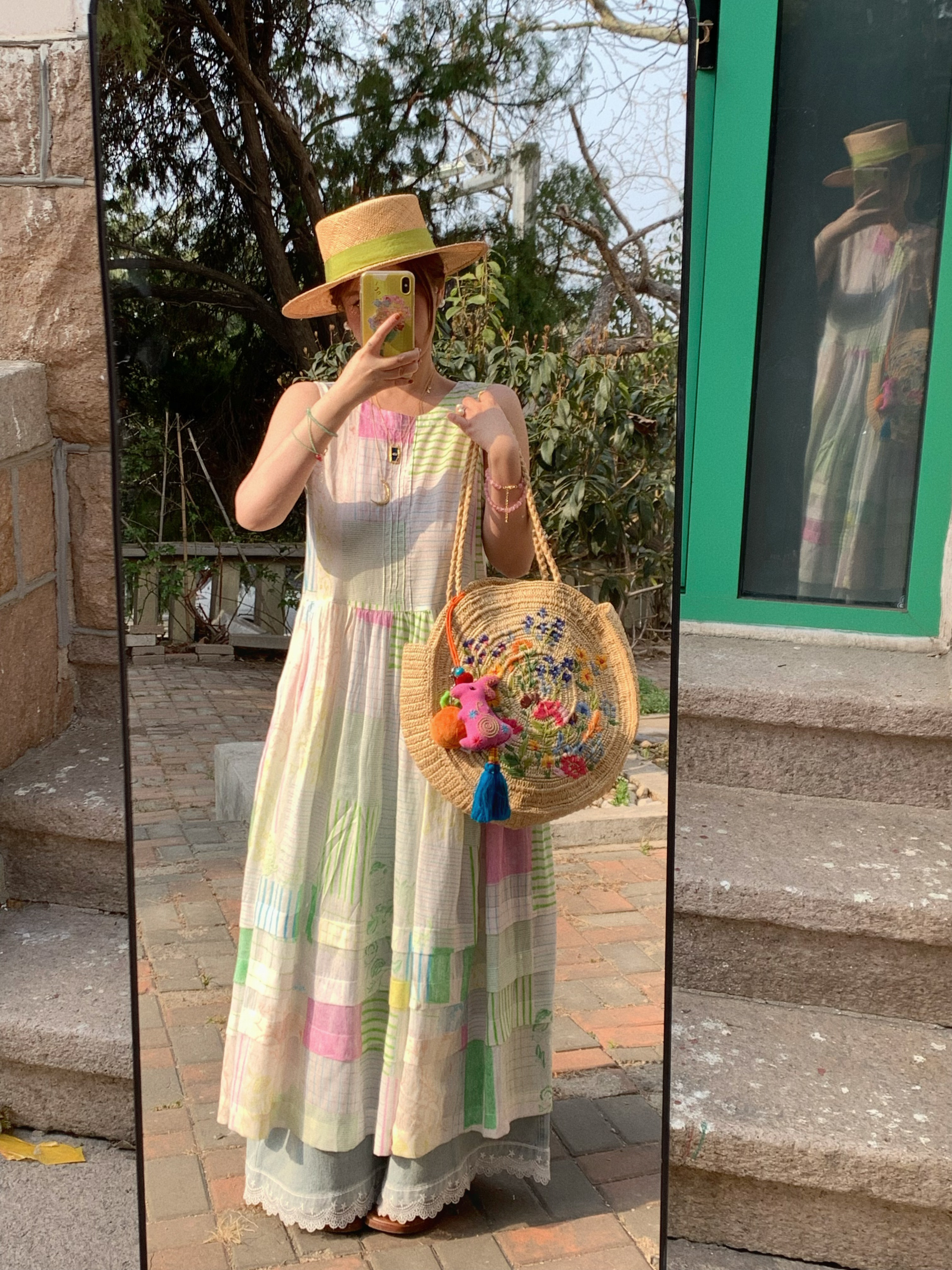 Mint Candy Retro Tencel Linen Vest Dress for Women - Summer Loose A-Line Long Skirt in Vintage Style