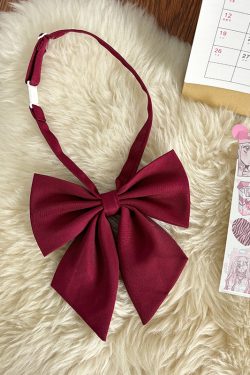 Navy Red Wine Black JK Uniform Accessories - Solid Color Bow Tie & Collar Strap for Pudding Bear Style
