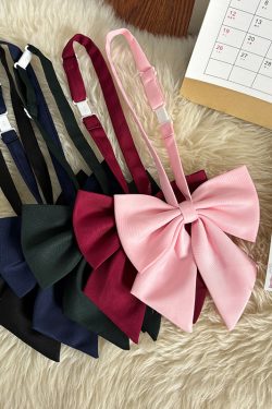 Navy Red Wine Black JK Uniform Accessories - Solid Color Bow Tie & Collar Strap for Pudding Bear Style